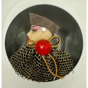 Antique Chinese Jewelry/Trinket Box Black 4" Diameter Unique